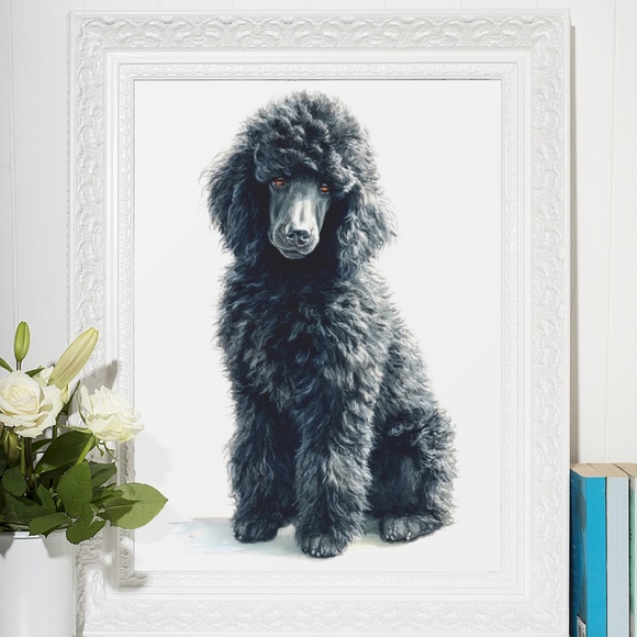 Watercolor Black Poodle Portrait Wall Art Print Poster, Unframed - Pet Artwork - Picture 6 of 6